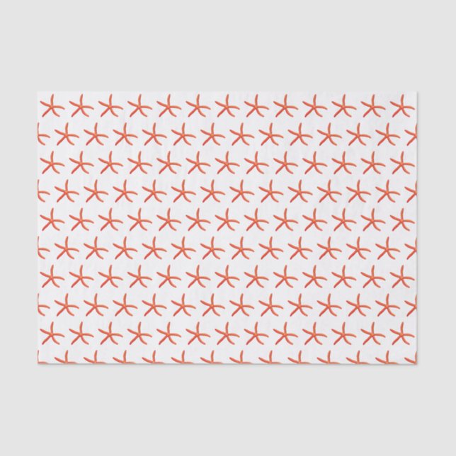 Vintage Stylised Red Starfish Drawing #2 Tissue Paper (Front)