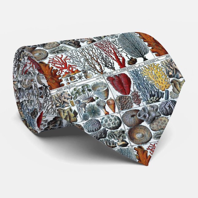 Vintage Stylised Sea Corals Tie (Rolled)