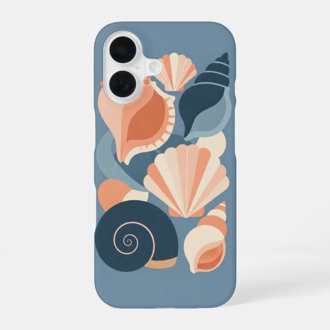 Vintage Stylised Seashell iPhone 16 Case (Back)