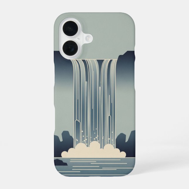 Vintage Stylised Waterfall iPhone 16 Case (Back)