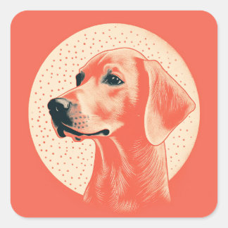Vintage Stylish Dog Portrait Square Sticker