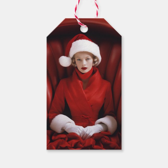 Vintage Stylish Mrs Claus Gift Tags (Front)