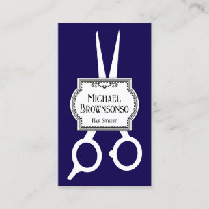 Vintage Stylist Barber Scissors navy Business Card