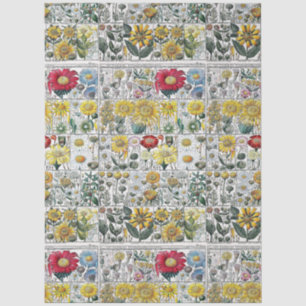 Vintage Stylized Flowers Botanical Book Plate #51 Tissue Paper