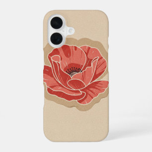 Vintage Stylized Poppy iPhone 16 Case