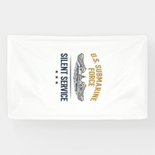 Vintage Submarine Force Silent Service Vector Desi Banner