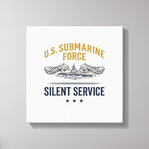 Vintage Submarine Force Silent Service Vector Desi Canvas Print