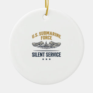 Vintage Submarine Force Silent Service Vector Desi Ceramic Tree Decoration