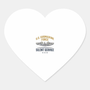 Vintage Submarine Force Silent Service Vector Desi Heart Sticker