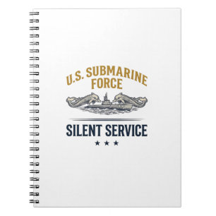Vintage Submarine Force Silent Service Vector Desi Notebook