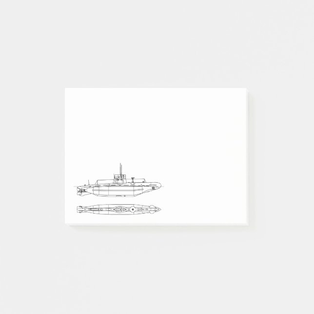 Vintage Submarine Illustration Post-it Notes (Front)