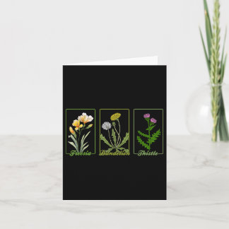 Vintage Subtle Flowers Freesia Dandelion Thistle  Card