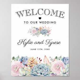 Vintage Succulent Floral Welcome Wedding Poster