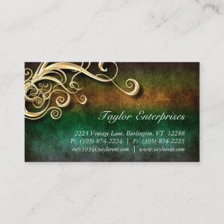 Vintage Suede Gold Swirl Business Card