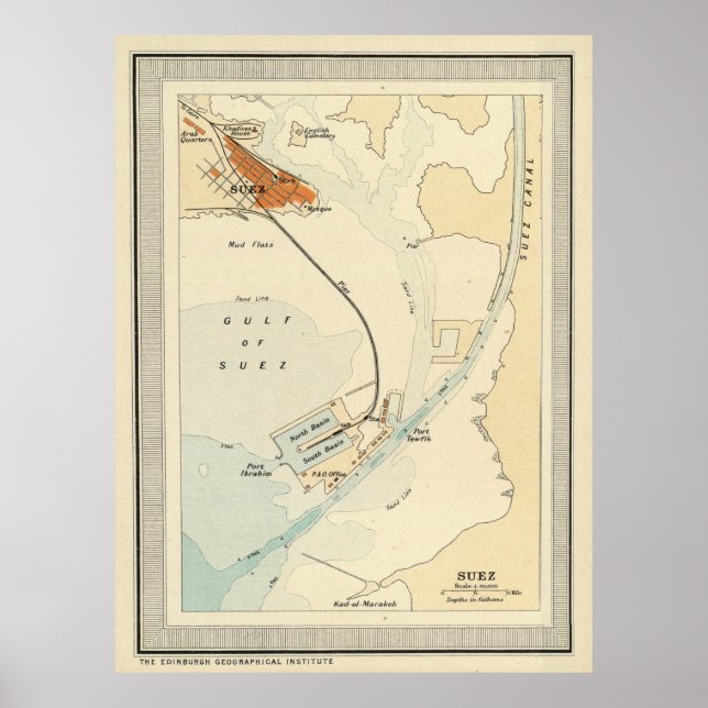 Vintage Suez Canal Map (1922) Poster (Front)