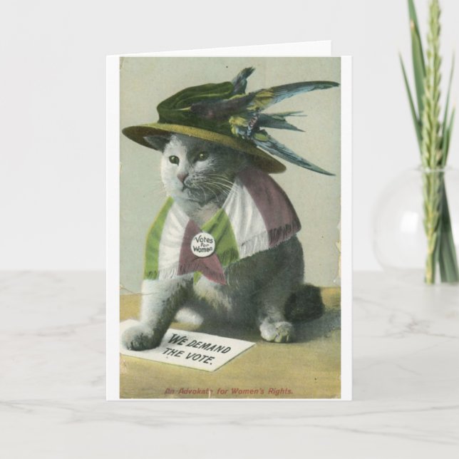 Vintage Suffragette Cat, Card (Front)
