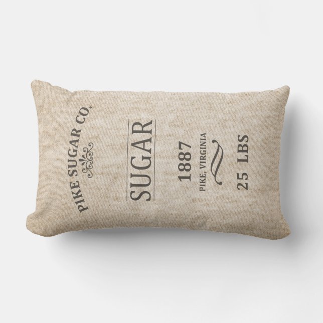 Vintage Sugar Sack Lumbar Cushion (Front)