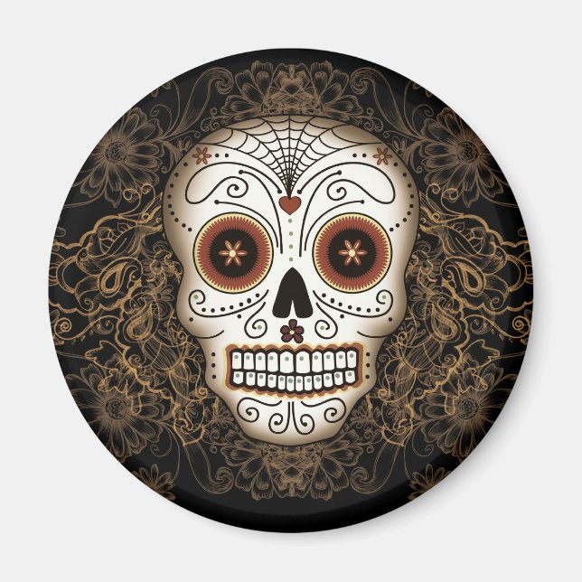 Vintage Sugar Skull Magnet (Front)