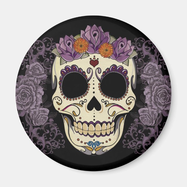 Vintage Sugar Skull Magnet (Front)