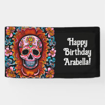 Vintage Sugar Skull Retro Day of the Dead Birthday