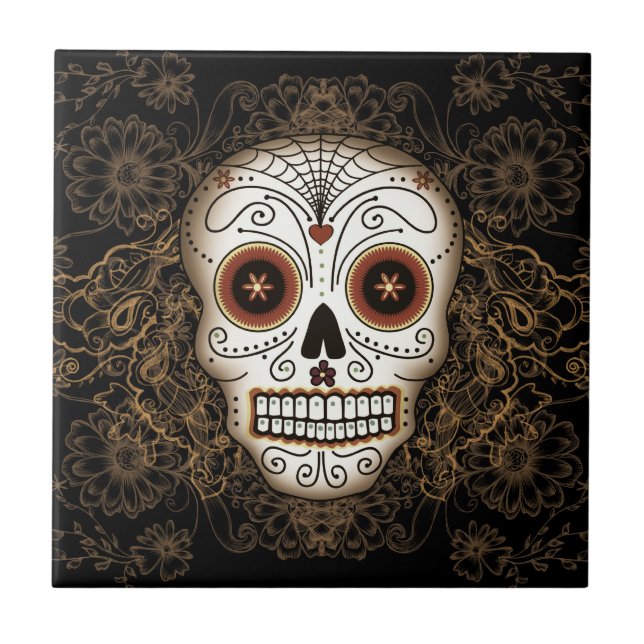 Vintage Sugar Skull Tile (Front)
