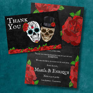 Vintage Sugar Skull Wedding Thank You Card