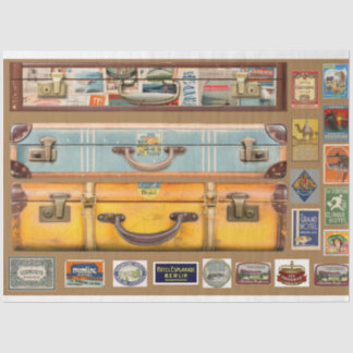 Vintage suitcase decoupage tissue paper