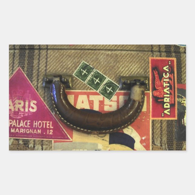 Vintage Suitcase Rectangular Sticker (Front)