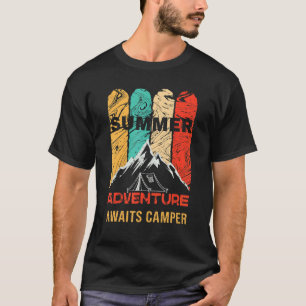 Vintage Summer Adventure Awaits Camper  Summer Cam T-Shirt