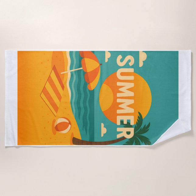 Vintage Summer Beach Vibes Towel (Front)