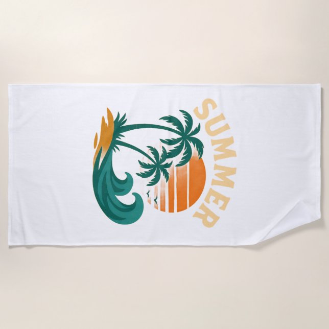 Vintage Summer Beach Vibes Towel (Front)