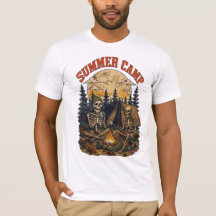 Vintage summer Camp Skeleton Campfire Design