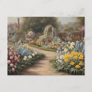 Vintage Summer Flower Garden Postcard