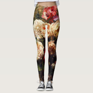Vintage Summer Flowers by Henri Fantin-Latour Leggings