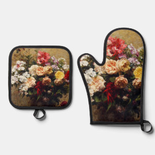 Vintage Summer Flowers by Henri Fantin-Latour Oven Mitt & Pot Holder Set
