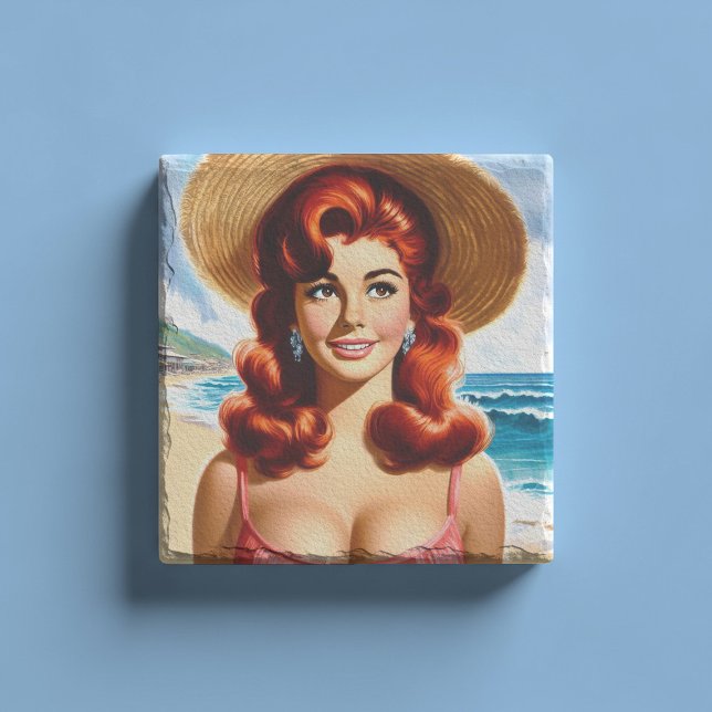 Vintage Summer Pin-up Stone Coaster (Creator Uploaded)