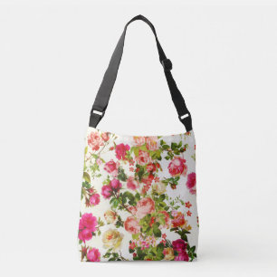 Vintage Summer Pink Rose Peonies Flowers Crossbody Bag