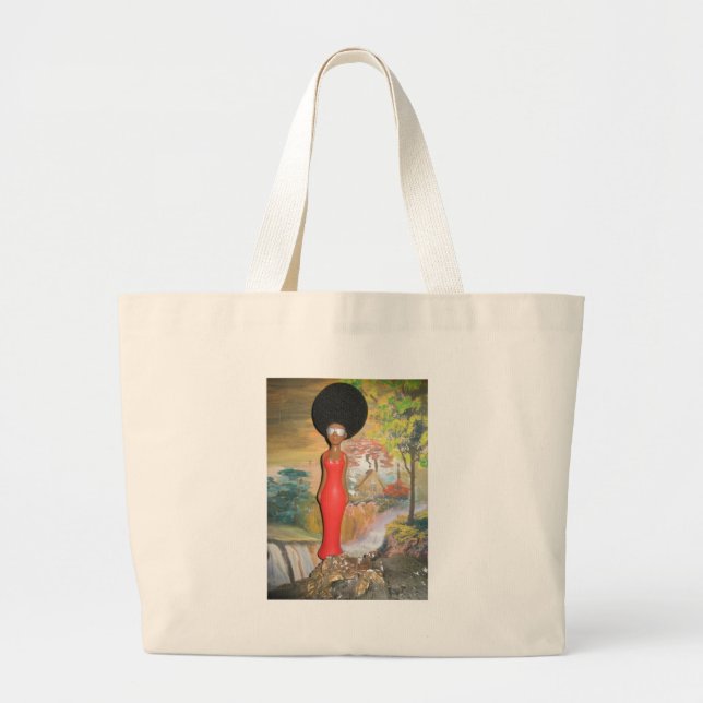 vintage summer Red Large Tote Bag (Front)