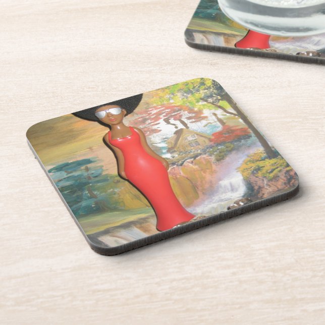 vintage summer Red.png Coaster (Left Side)