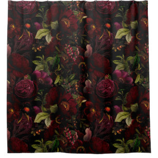 Vintage Summer Romanticism Maximalism Moody Floral Shower Curtain