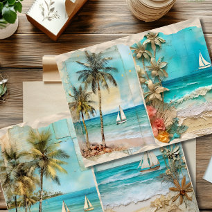 Vintage Summer Sailing Scrapbook Paper