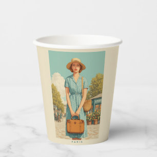 Vintage Summer Stroll in Paris Paper Cups