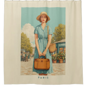 Vintage Summer Stroll in Paris Shower Curtain