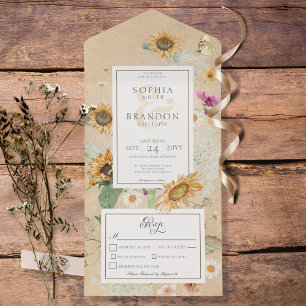 Vintage Summer Sunflower All in One Invitation