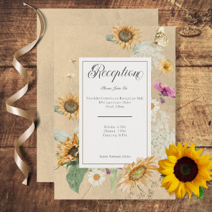 Vintage Summer Sunflower Floral Reception Card