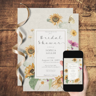 Vintage Summer Sunflower Floral Shower Invitation