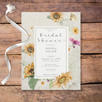 Vintage Summer Sunflower Floral Shower Invitation