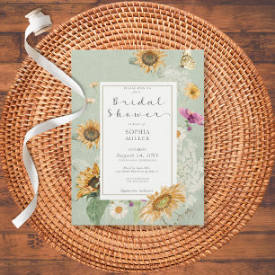 Vintage Summer Sunflower Floral Shower Invitation Postcard