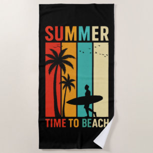 Vintage Summer Surfer Palm Beach Vibes Beach Towel