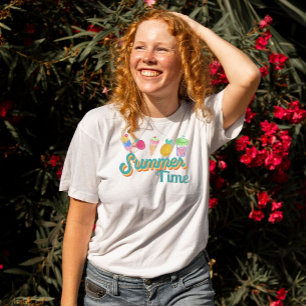 Vintage Summer time Groovy teal Typography T-Shirt